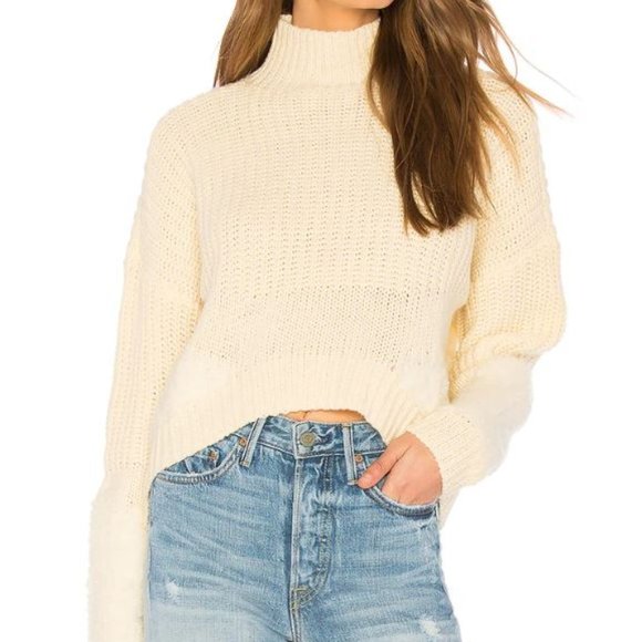 Revolve Tularosa Jen Sweater in Beige Fuzzy Sherpa Sleeve - Picture 2 of 6